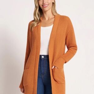 Matty M Women's Open Front Cardigan - Orange